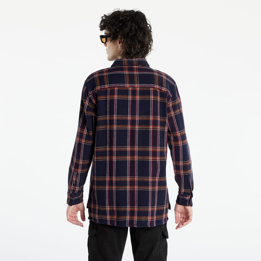 Skjorta Urban Classics Heavy Long Oversized Checked Shirt Mörkblå | TB4697, 1