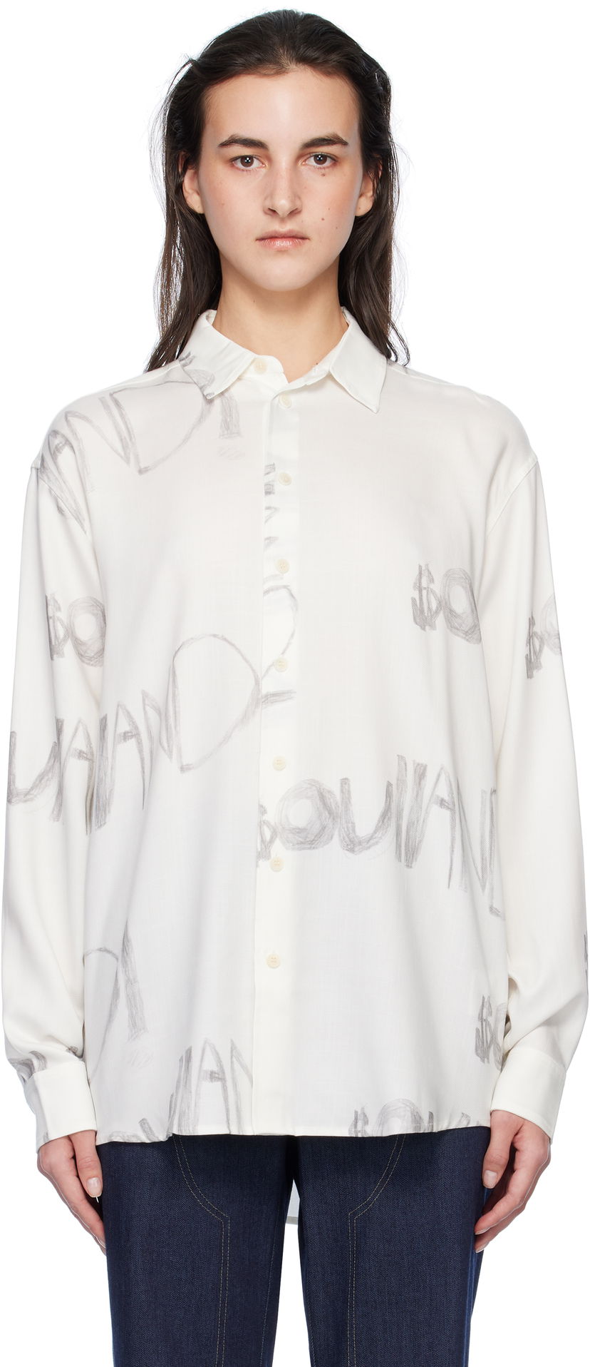 Skjorta Soulland Damon Print Shirt Vit | 42027-1314