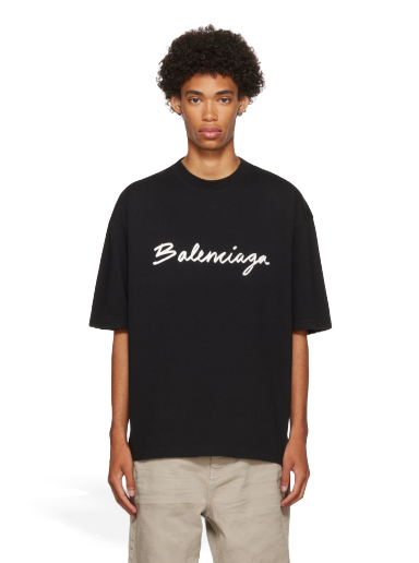 T-shirt Balenciaga Cotton T-Shirt Svart | 612966-TMVB4-1070