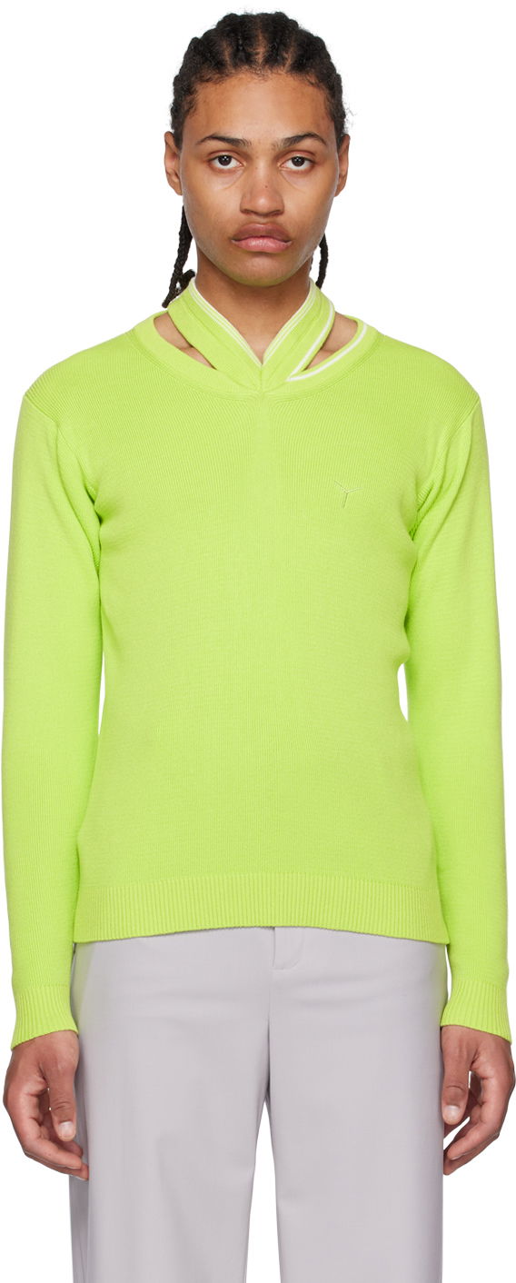 Sweater Y/PROJECT Cutout Crewneck Sweater Grön | MPULL79-S24