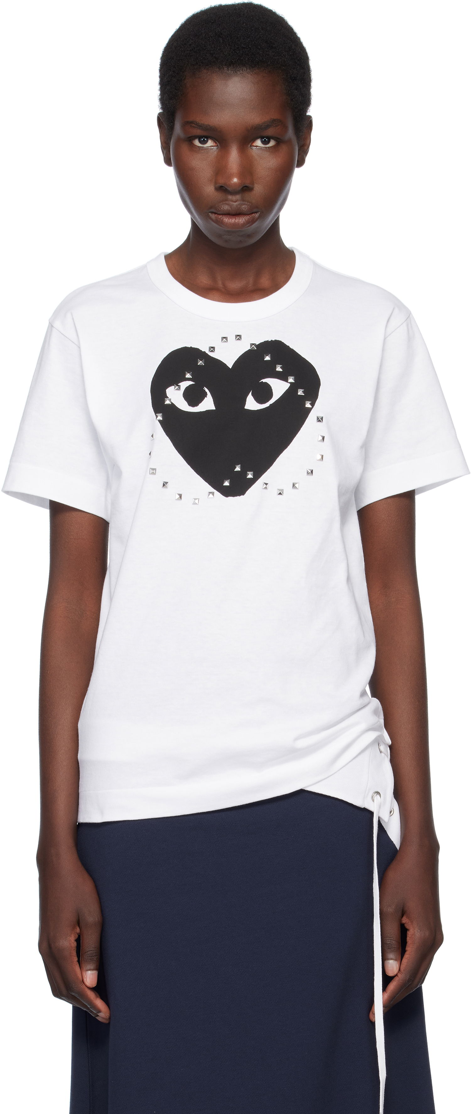 T-shirt Comme des Garçons PLAY Stud Print Heart T-Shirt Vit | AX-T804-051, 0