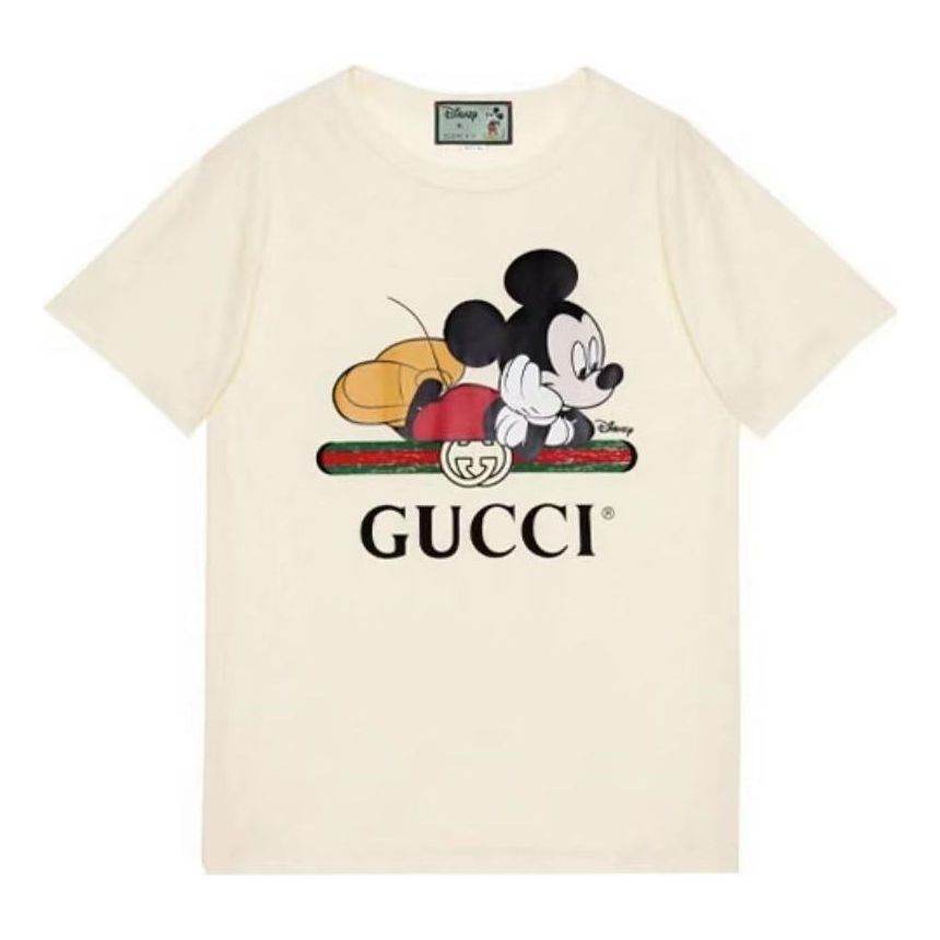 T-shirt Gucci Disney x  Mickey Mouse Logo Short Sleeve T-Shirt Vit | 492347-XJB7W-9756, 0