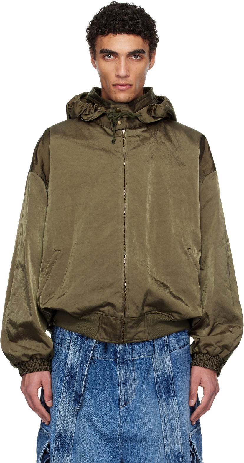 Bomberjacka HED MAYNER Hed Mayner Stowaway Hood Bomber Jacket Grön | HMMA10032A-HA157
