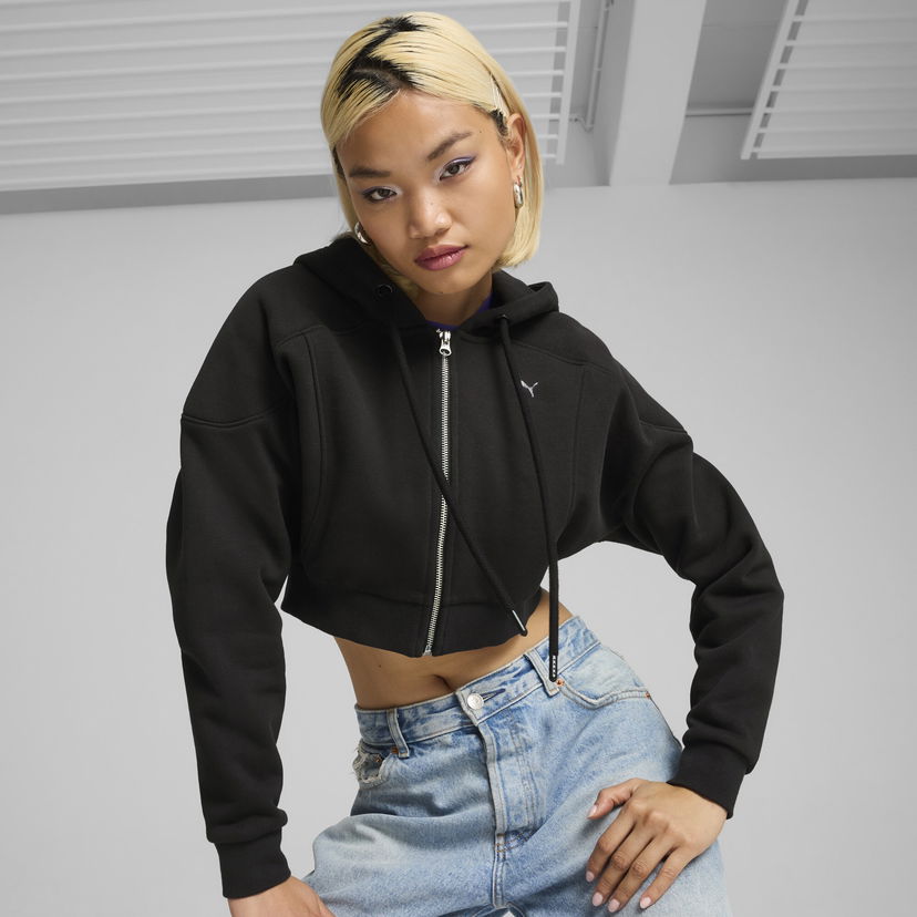 Sweatshirt Puma The Fast Race Cropped Hoodie Svart | 626650_01