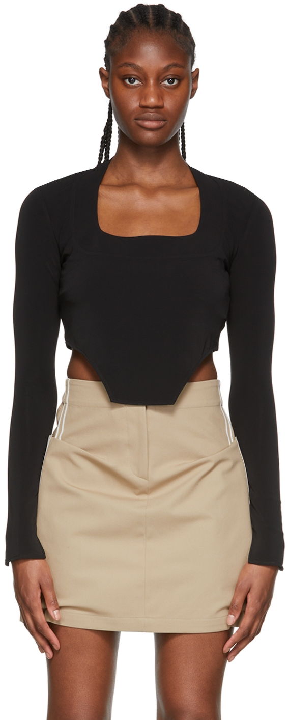 Crop top Ambush Acetate Long Sleeve Crop Top Svart | BWAD027S22JER0011000