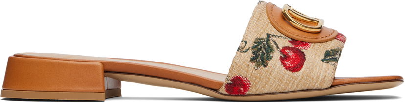 Skovård Valentino Valentino Garavani VLogo Signature Cherryfic Slide Sandals Beige | 6W0S0LT0NNX
