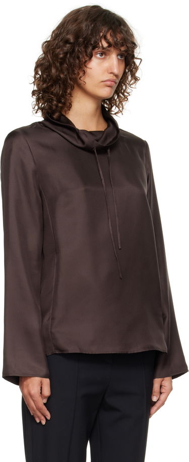 Skjorta Loulou de Saison Loulou de Saison Cyna Silk Cowl Neck Blouse Brun | CYNA, 1