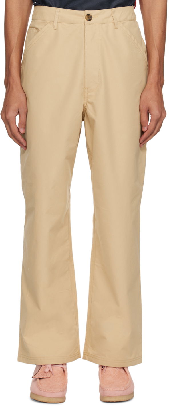 Cargo byxor Pop Trading Company Worker Straight Fit Cotton Twill Trousers Beige | POPSS24_04-009