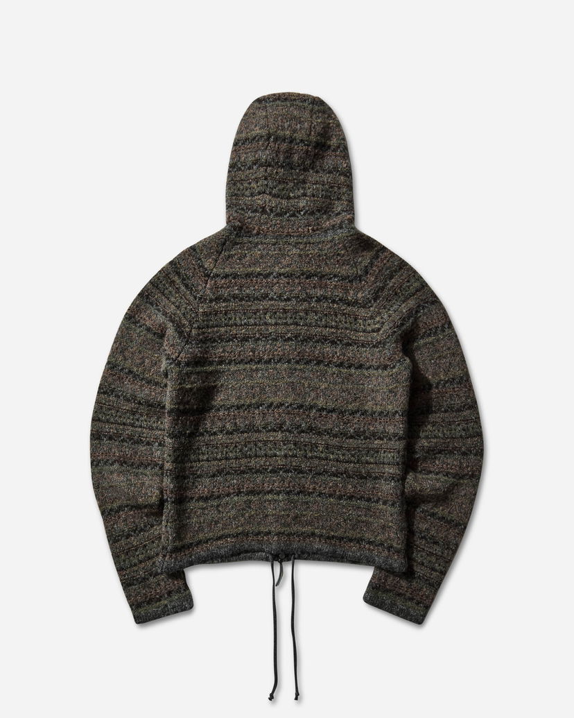 Sweatshirt ROA Fair Isle Felted Knit Zip-Up Hoodie Grön | RBMW0520YA74 GRN0012