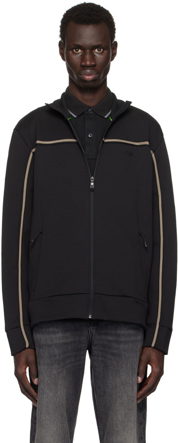 Sweatshirt BOSS Zip-Up Tape Insert Sweatshirt Svart | 50523896