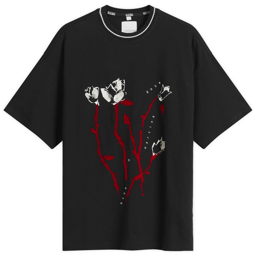T-shirt Napapijri Martine Rose Striped Rib Neck Oversized Graphic T-Shirt Svart | NP0A4I56-941