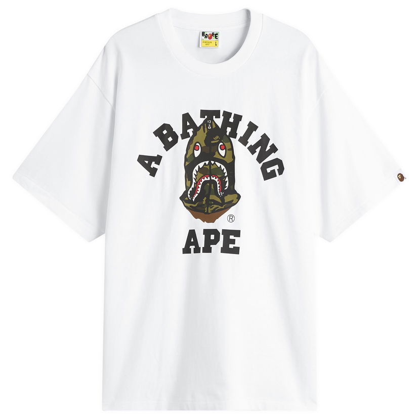 T-shirt BAPE 1st Camo Shark Seijin College T-Shirt Vit | 001TEL801316M-WHT