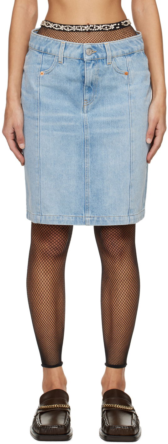 Kjol Martine Rose Narrow Front Denim Miniskirt Blå | MRSS24-238
