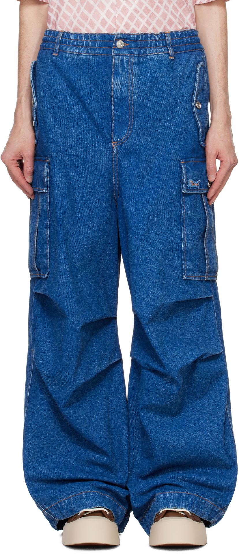 Cargo byxor Marni Low Waist Cargo Jeans Blå | PUJU0082X0 USCU83