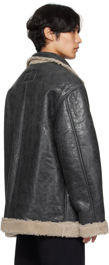 Jacka Maison Margiela MM6 Maison Margiela Crackled Reversible Shearling Jacket Svart | SH0AM0063 M07010, 2