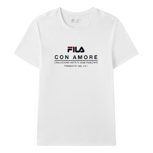 T-shirt FILA Loose Short Sleeve T-Shirt With Logo Print Vit | F11M028114G-WT