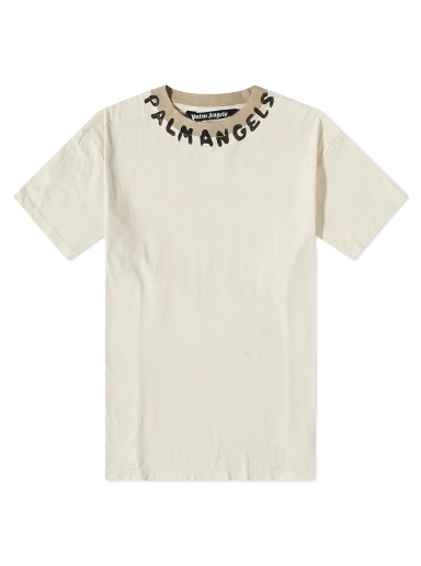 T-shirt Palm Angels Neck Logo Tee Vit | PMAA072S23JER0070110