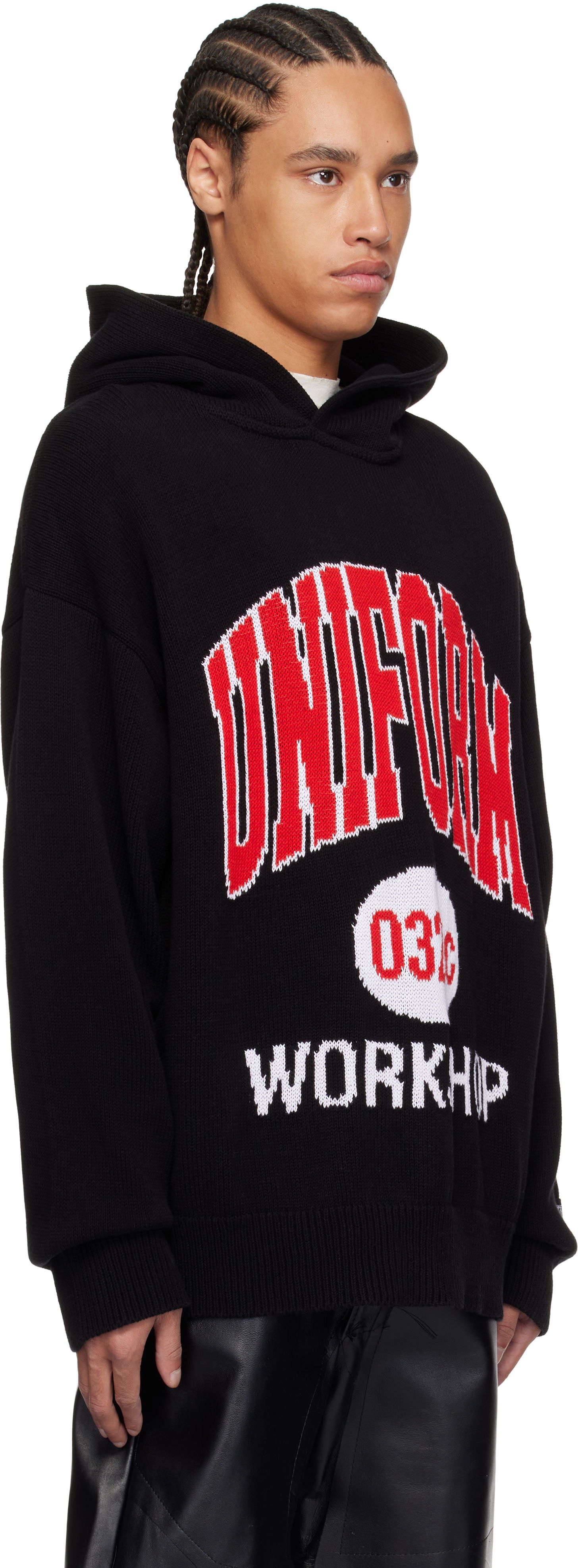Sweatshirt 032C Lucky Strike Knit Hoodie Svart | S25-URK-0611-000, 1