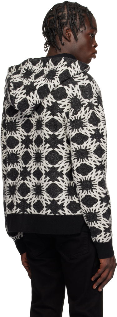 Sweatshirt AMIRI Geometric-Print Knit Zip-Up Hoodie Svart | AMKNHD1011, 2