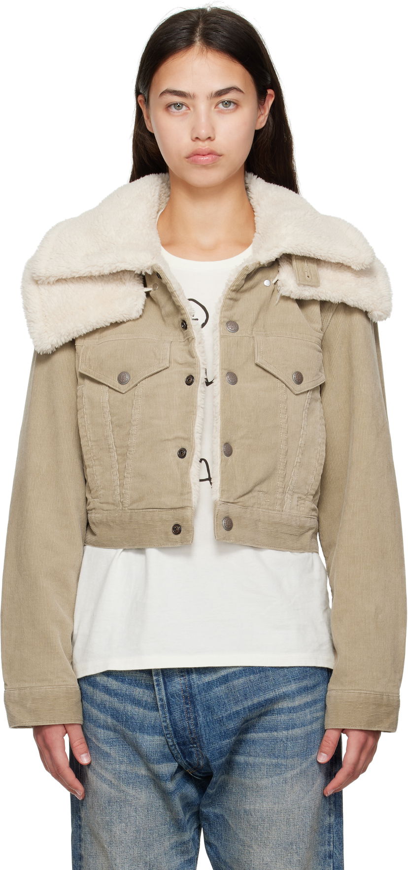 Jacka R13 R13 Sherpa Trucker Jacket Beige | R13WD181-D333A