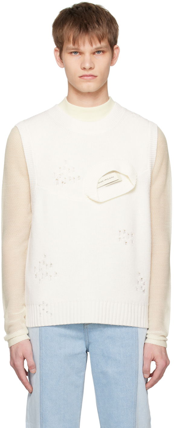 Sweater Feng Chen Wang Feng Chen Wang Distressed Vest Vit | FUS15KT06