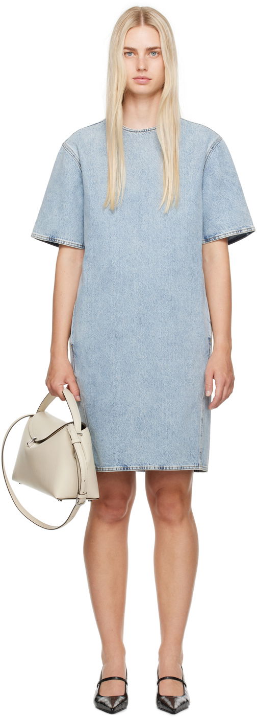 Klä TOTEME TOTEME Trapeze Denim Midi Dress Blå | 243-WRD0123-FB0045