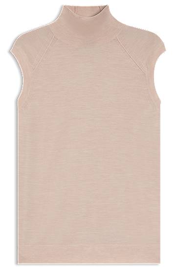 Linne BOSS Merino Wool High-Neck Sleeveless Top Rosa | 50544998
