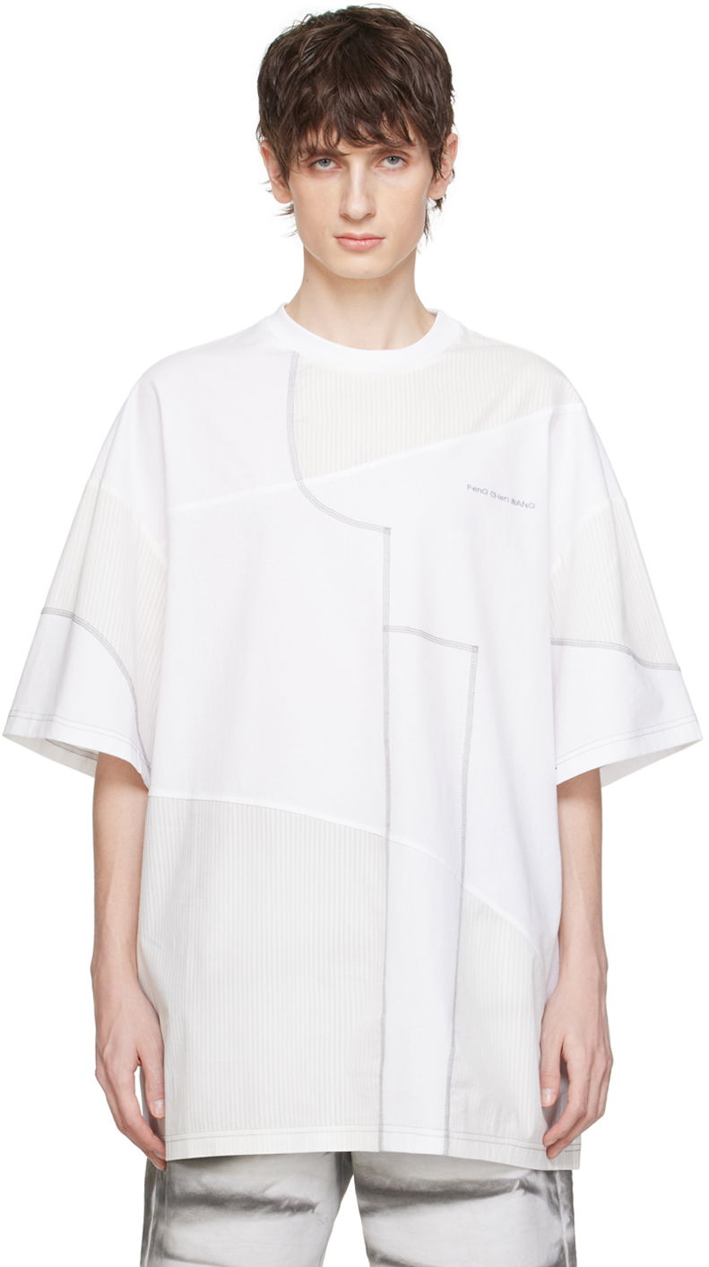 T-shirt Feng Chen Wang Feng Chen Wang Paneled T-Shirt Vit | FMS17TS05