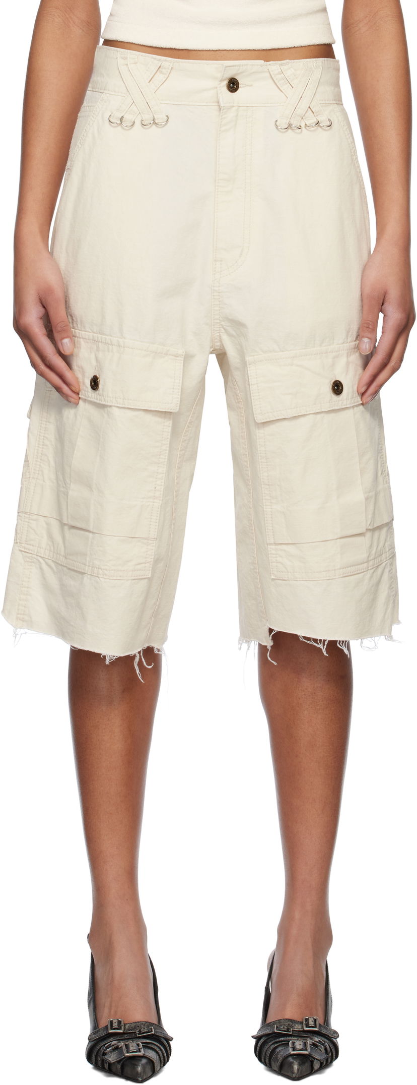 Shorts We11done We11done Military Vintage Shorts Beige | WD-PT0-25-235-W-IV