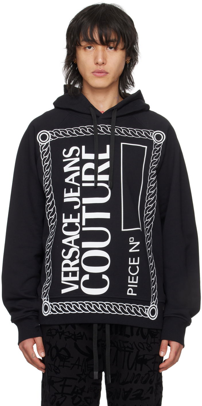 Sweatshirt Versace Printed Hoodie Svart | E76GAIE04_ECF00E