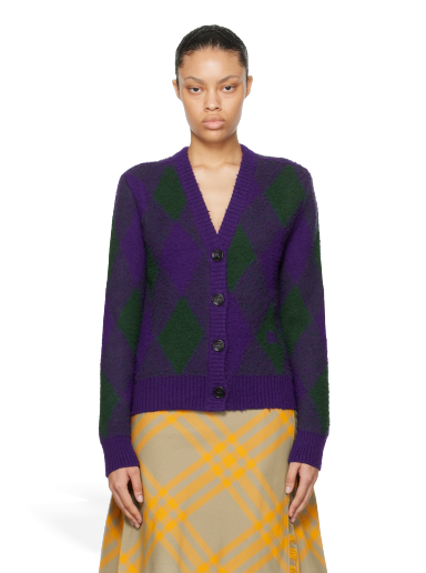 Sweater Burberry Argyle Cardigan Purpur | 8076954