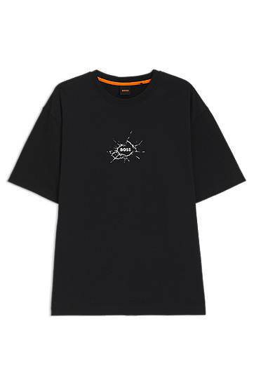 T-shirt BOSS BOSS Relaxed-Fit Cotton T-Shirt with Logo Artwork Svart | 50546370