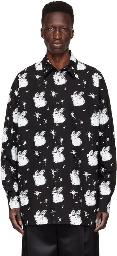 Skjorta We11done We11done Cotton Poplin Space Bunny Print Shirt Svart | WD-BL1-22-142-M-BK, 0