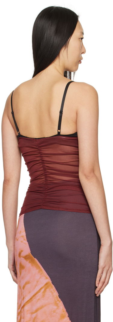 Linne Miaou Miaou Renzo Ruched Mesh Tank Top Röd | 7064PM1RUS, 2