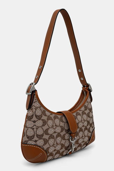 Axelväska Coach Brown Signature Embellished Canvas Shoulder Bag Brun | CW654, 1