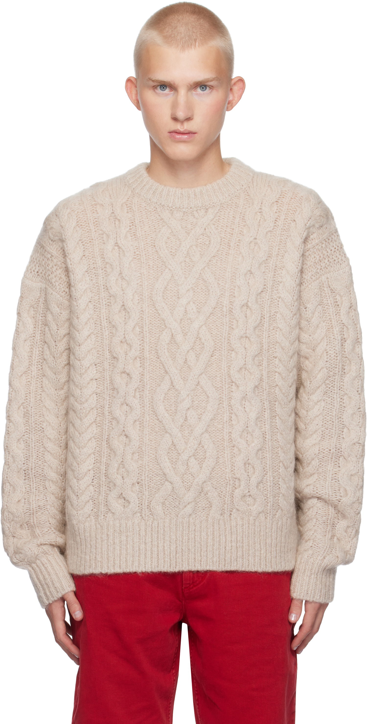 Sweater ISABEL MARANT Isabel Marant Erick Cable Knit Sweater Beige | PU0542HA-B3L07H, 0