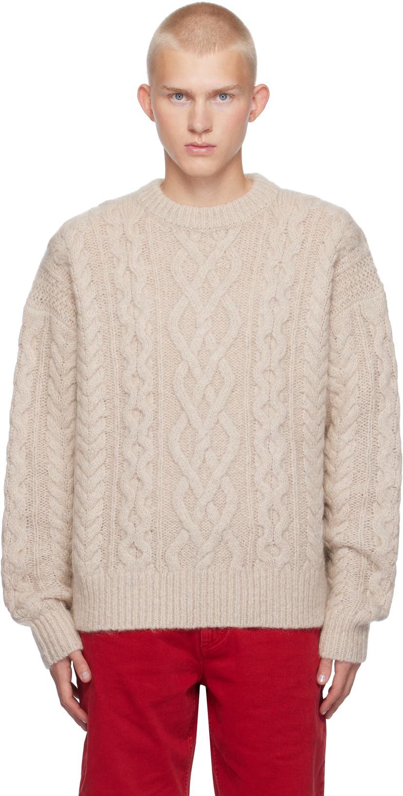 Sweater ISABEL MARANT Isabel Marant Erick Cable Knit Sweater Beige | PU0542HA-B3L07H