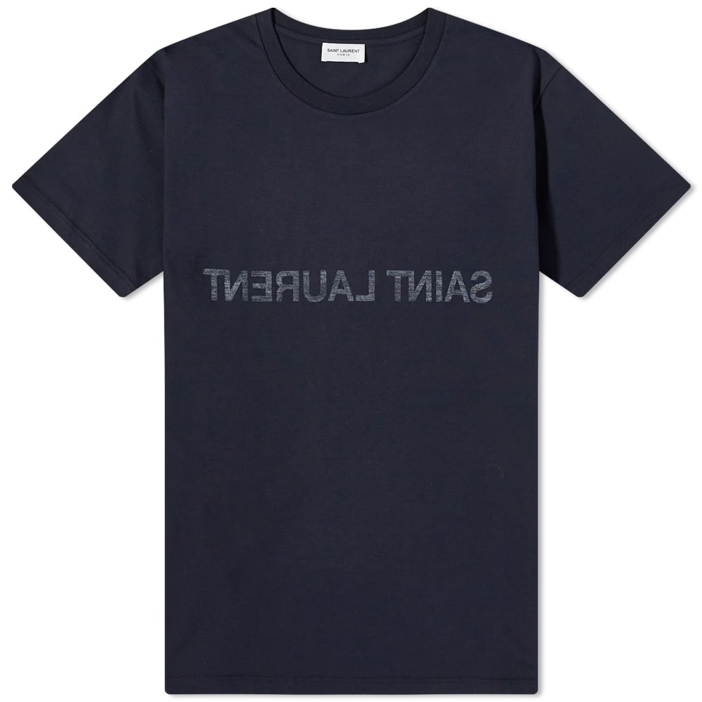 T-shirt Saint Laurent Reverse Logo Crew Neck Tee Mörkblå | 663278Y36HE-4145, 0