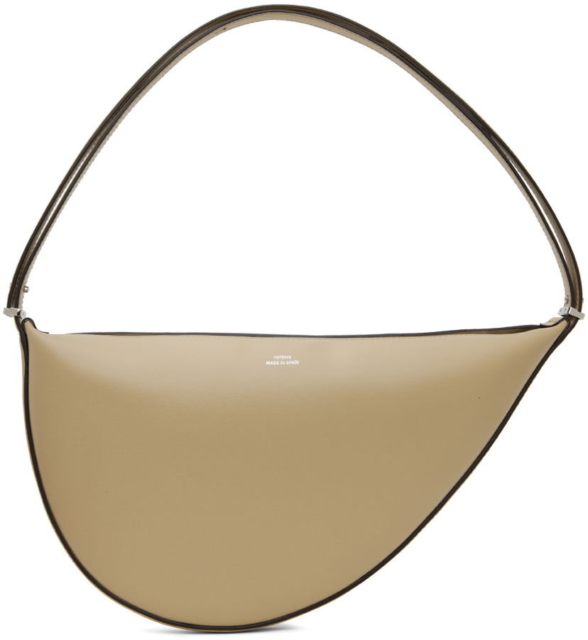 Axelväska TOTEME Scooped Sling Leather Shoulder Bag Beige | 242-WAL2276-LE0025