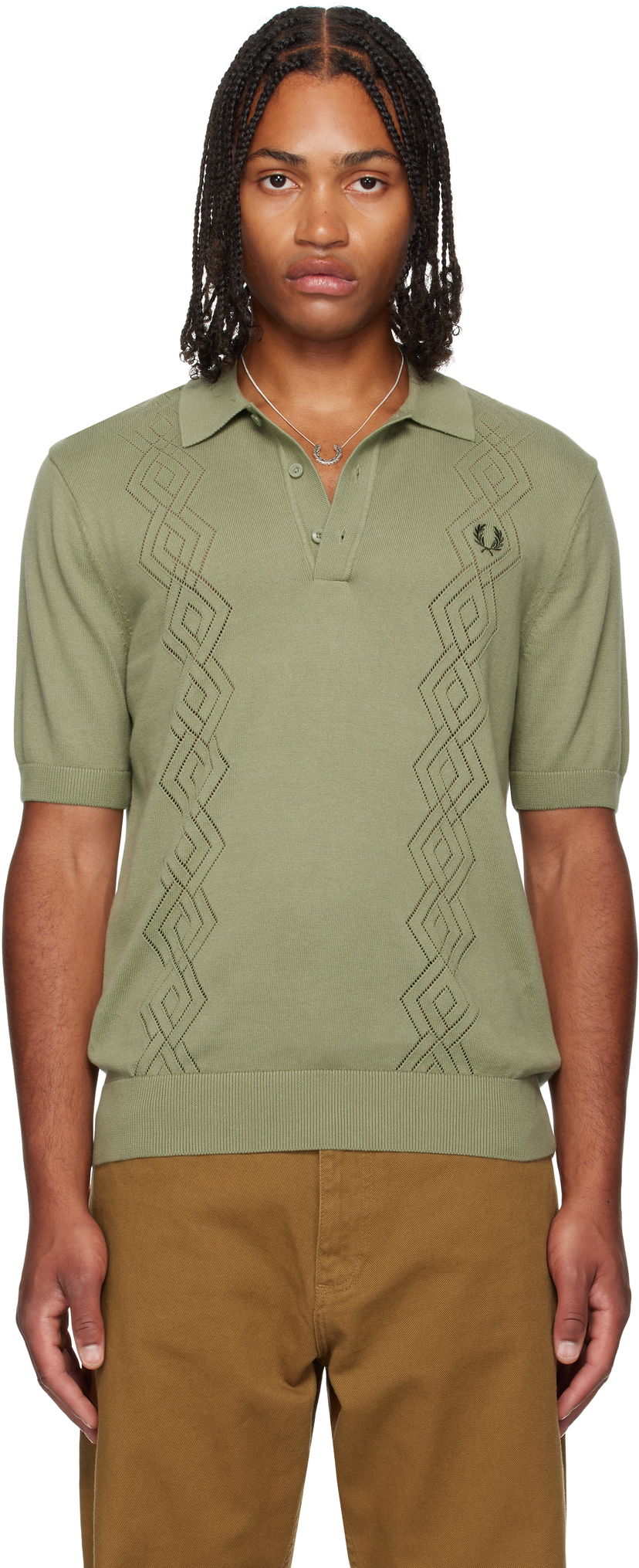 Polotröja Fred Perry Fred Perry Knitted Pointelle Polo Grön | K9749