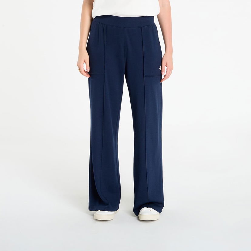 Träningsbyxor Tommy Hilfiger Tommy Hilfiger TH Script Straight Pique Sweatpants Mörkblå | WW0WW46146 C1G