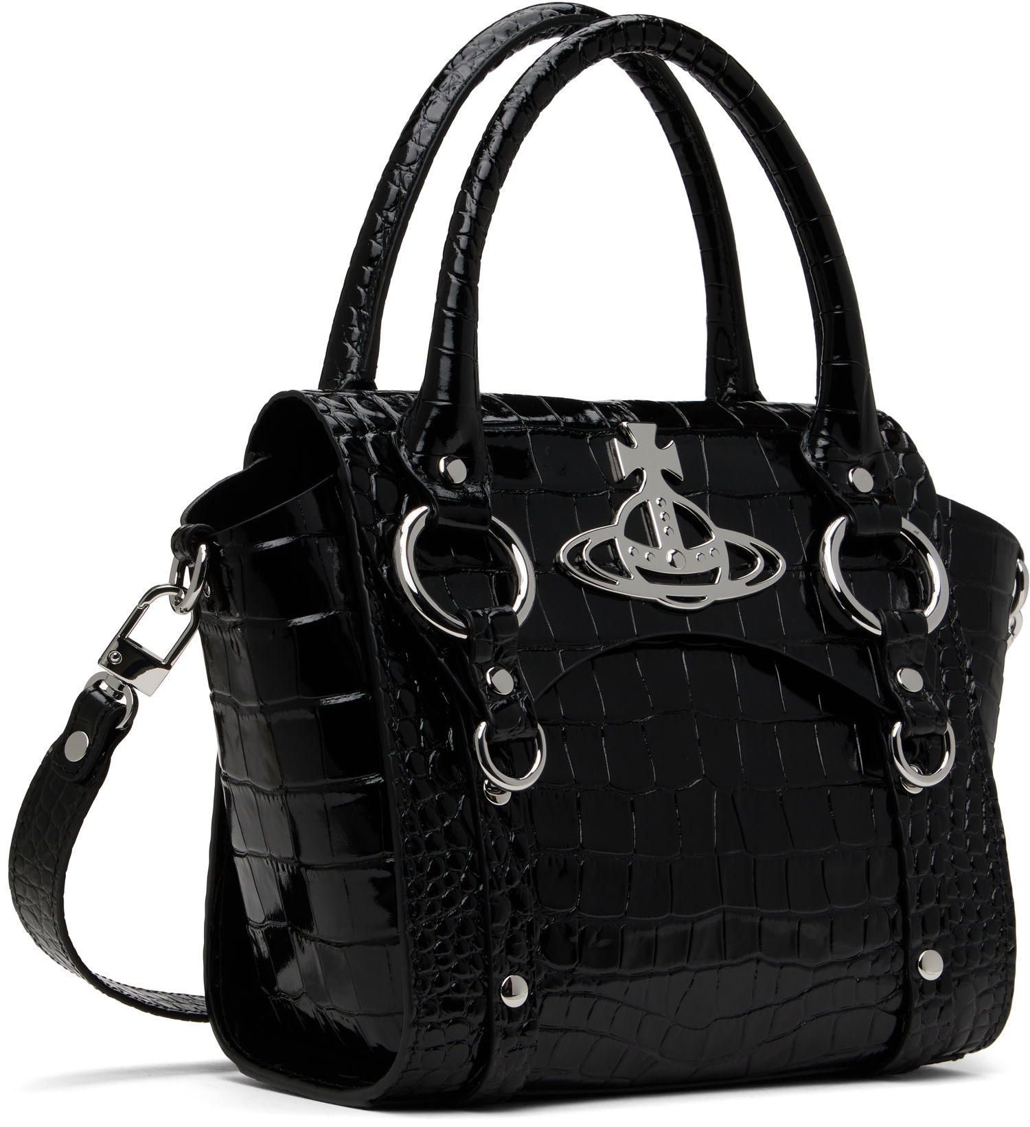 Handväska Vivienne Westwood Vivienne Westwood Small Betty Crocodile-Embossed Bag Svart | 47030004W-L0099-, 1