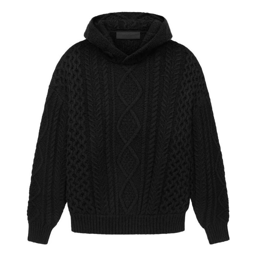 Sweater Fear of God Cable Knit Hoodie Svart | 192SP234390F