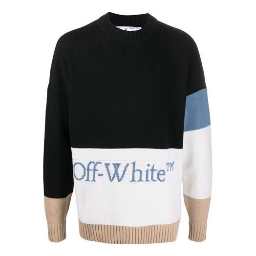 Sweater Off-White Off-White Logo Colour-Block Knitted Jumper Flerfärgad | OMHE048R21KNI0011040