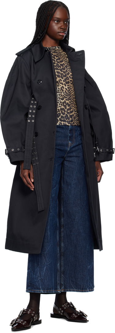 Trenchcoat GANNI Ganni Bonded Cotton Trench Coat Svart | W0395, 3