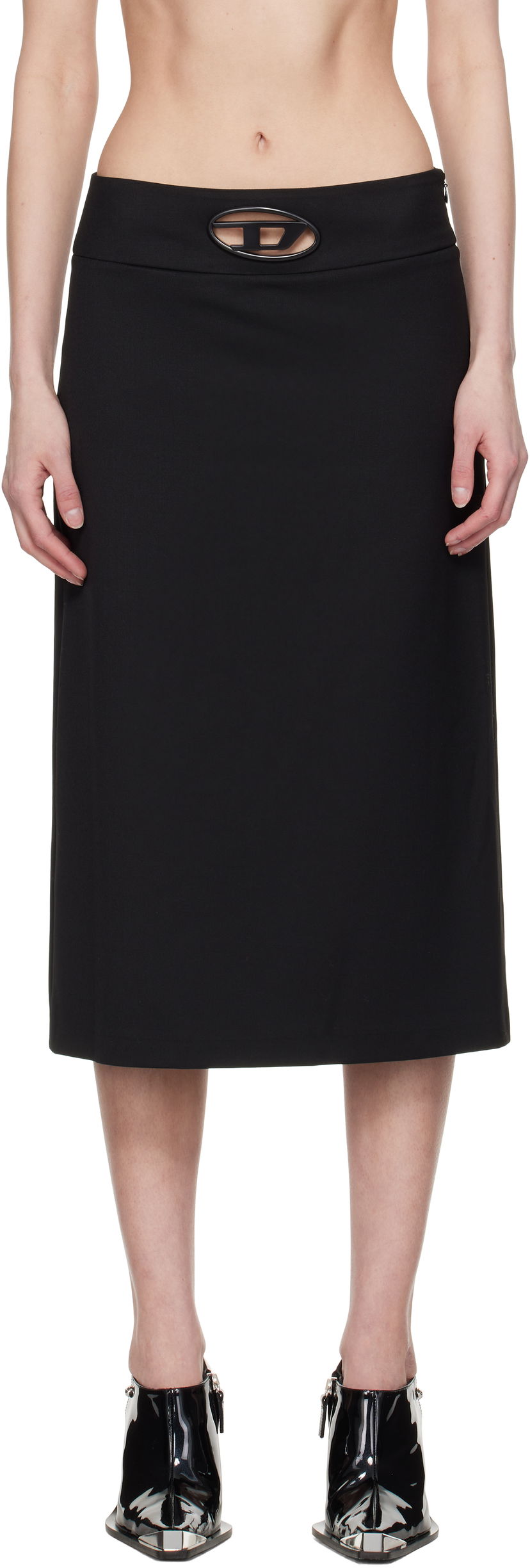 Kjol Diesel O-Seus Midi Skirt Svart | A17313 0PHAL