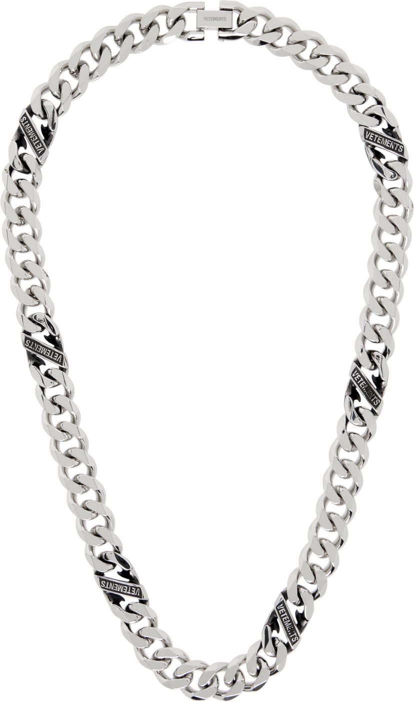 Halsband VETEMENTS Vetements Silver-Tone Logo Chain Necklace Metallisk | UH76NE850S
