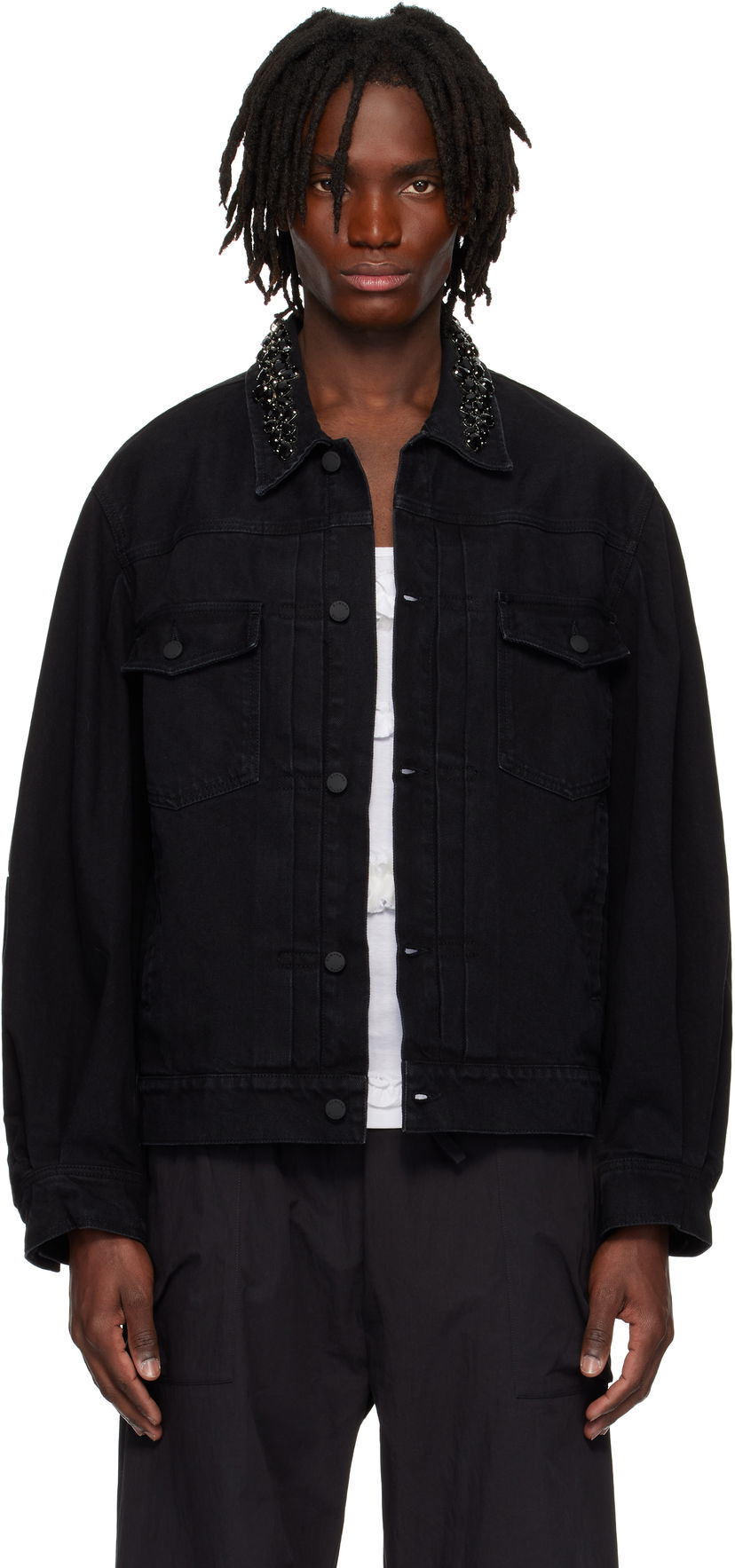 Jacka Simone Rocha Simone Rocha Embellished Denim Jacket Svart | 6116B 1239