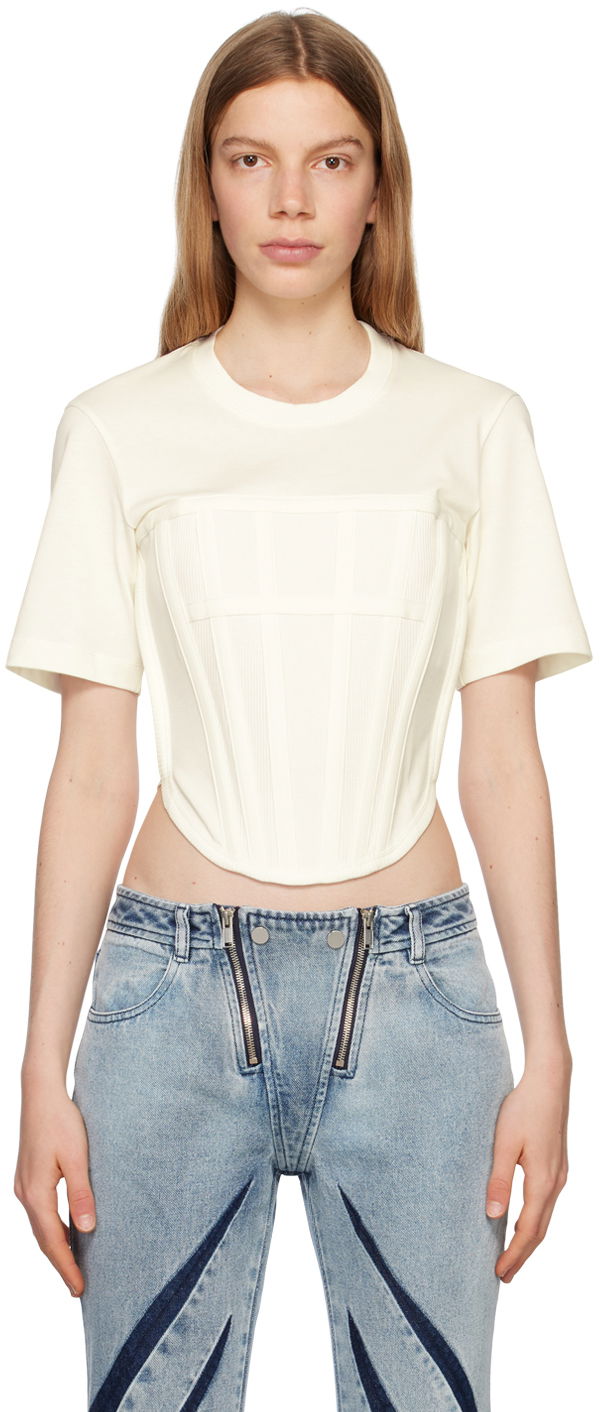 Crop top Dion Lee Corset T-Shirt Vit | C3097R23