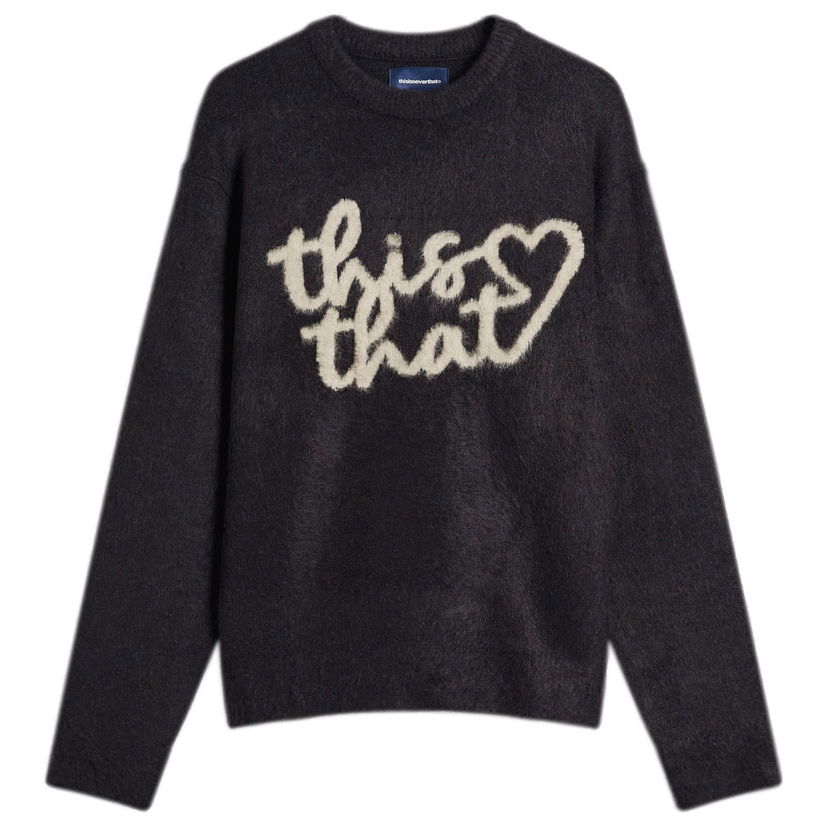 Sweater thisisneverthat Heart Logo Knit Jumper Svart | TN253KKNPK10-DNV